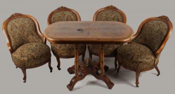 Furniture Set - walnut wood - 1900